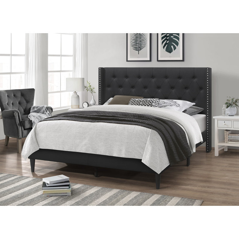 Upholstered Bed Aileen, Black , Kingsize (5')