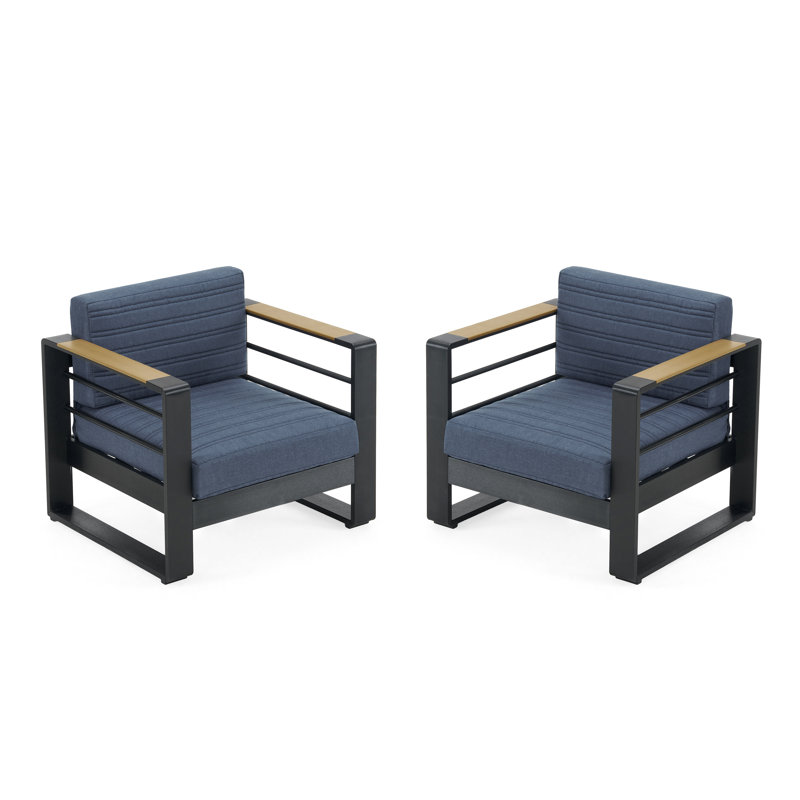 Chaise de patio avec coussins, Bleu