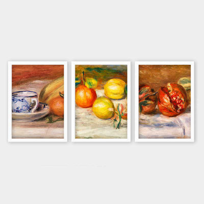 Elegant Decorative Framed Painting Set (3 Pieces), 13.8 x 17.7 inches Each | 100% Wooden with 100% Polystyrene Frame (Thickness: 0.8 inches) | UV Digital Printing, Perfect for Living Room & Home Décor