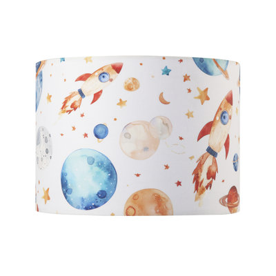 18cm H Cotton Drum Lamp Shade ( Screw On ) in White