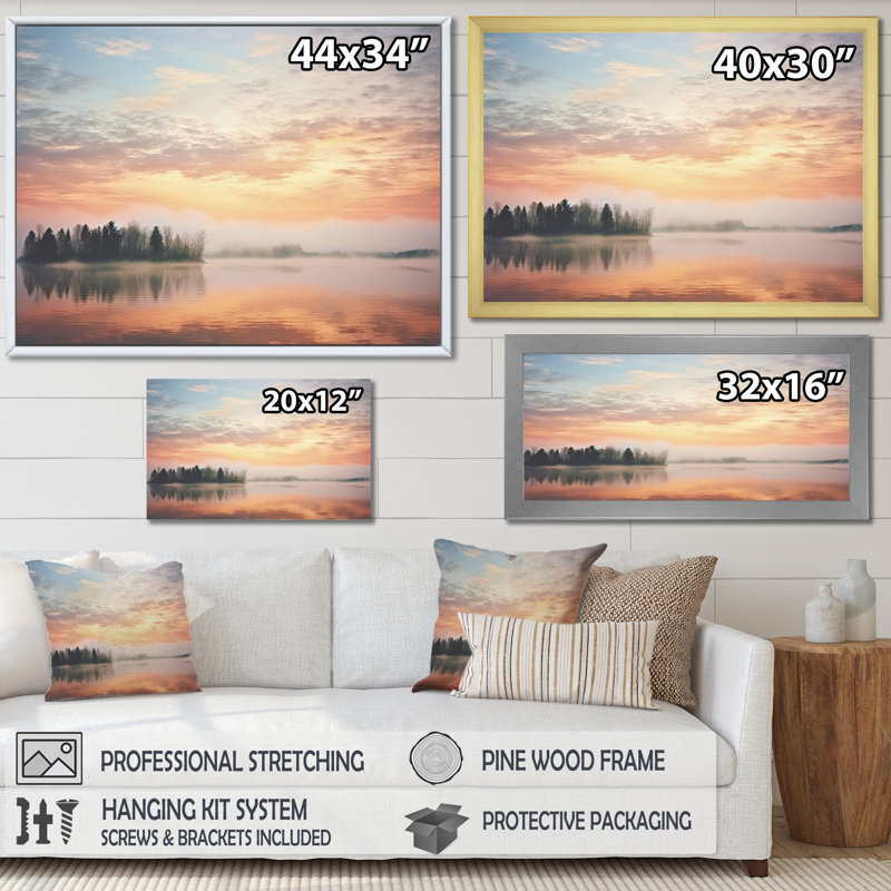 «Misty Morning Sky II» sur toile, H 34 po x l 44 po x P 1,5 po, Toile tendue