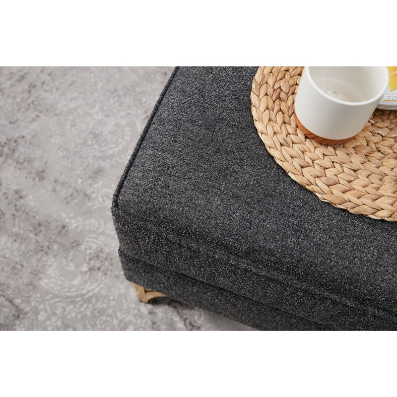 Canapé et méridienne modulaire faisant face à la gauche de 101,6 po Okamoto, 100 % polyester anthracite, Or