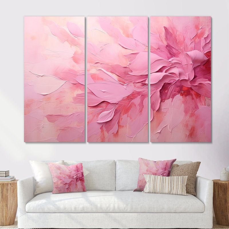 Lugenia - Fuschia, ensemble d'art mural, H 28 po x l 36 po x P 1 po, Toile tendue