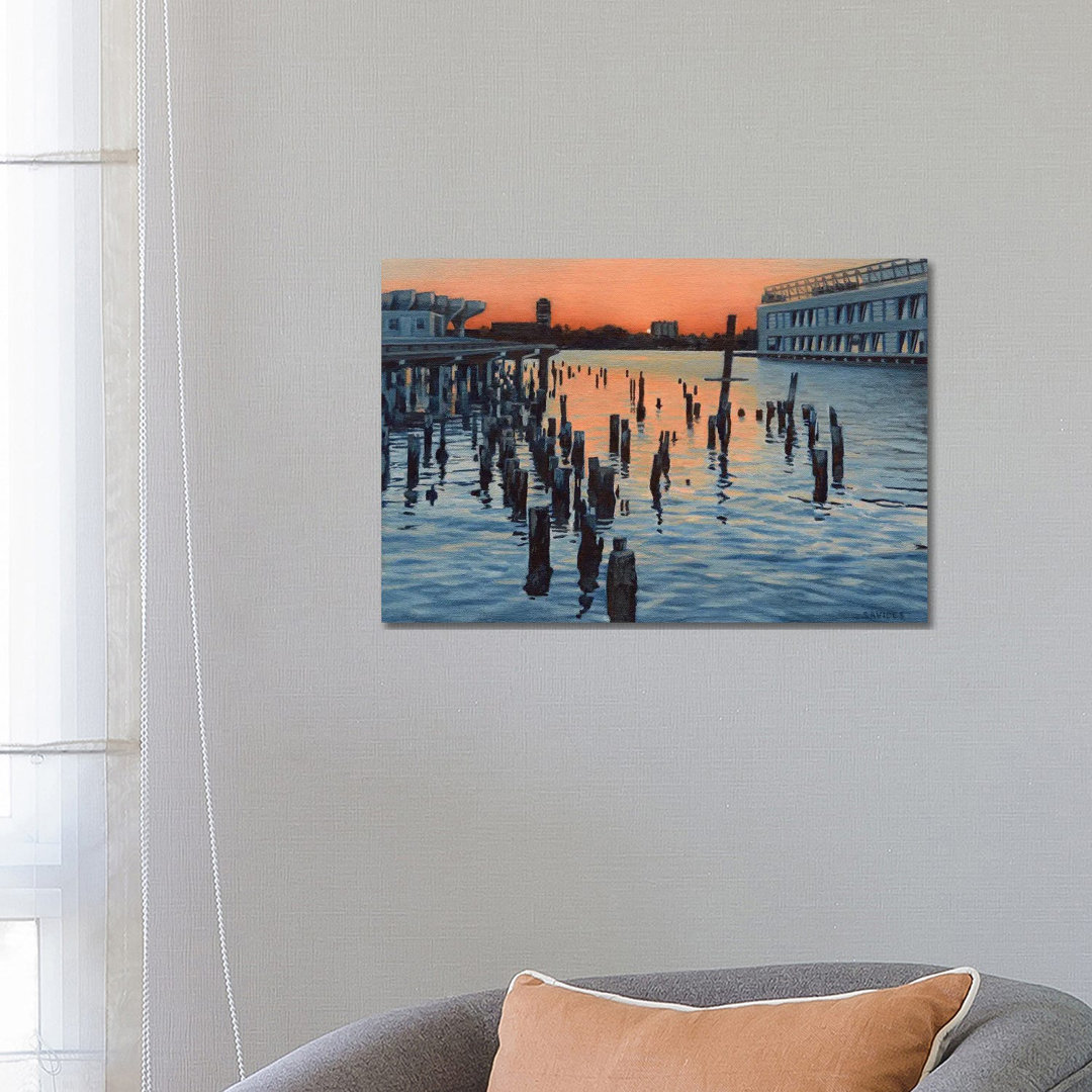 Hudson River Sunset And The Ghost Of Pier LXI von Nick Savides - Gallery-Wrapped Canvas Giclée on Canvas