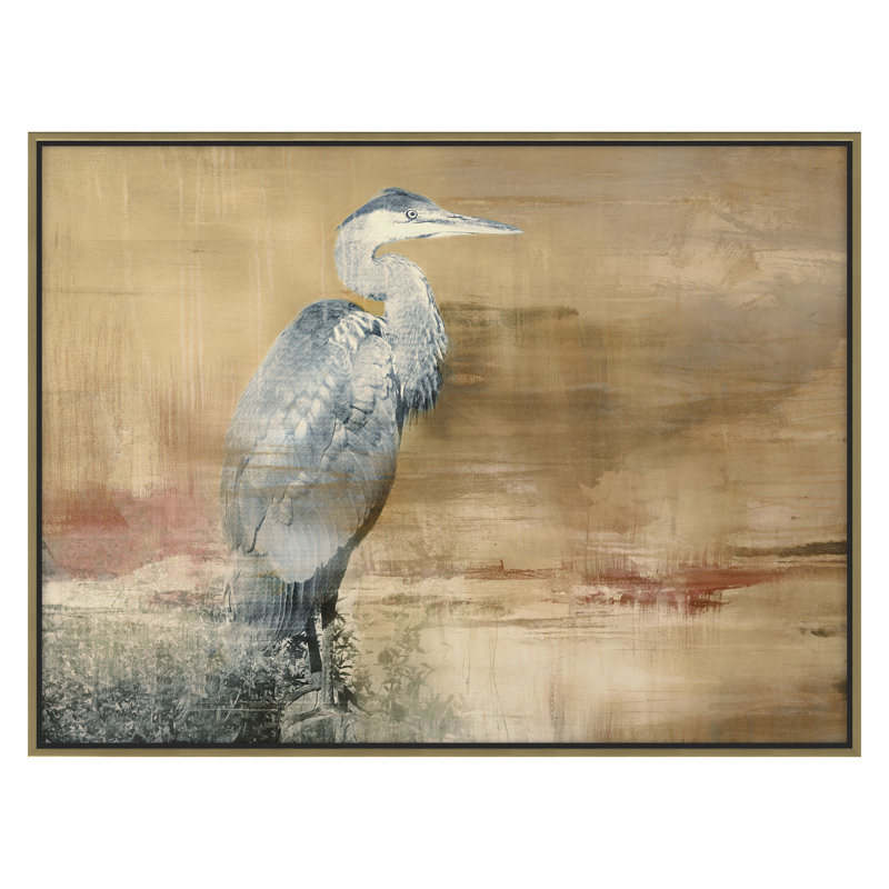 Painted Heron 2, 24" H x 32" W, Gold