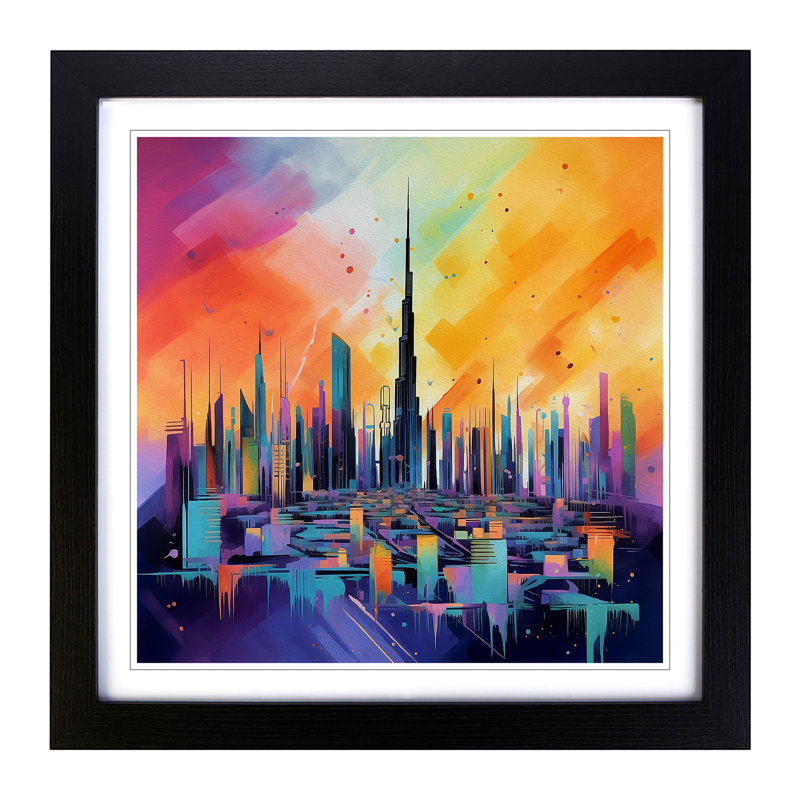 City Of Dubai Color Field No.1 - Single Picture Frame Print on Wood, Black