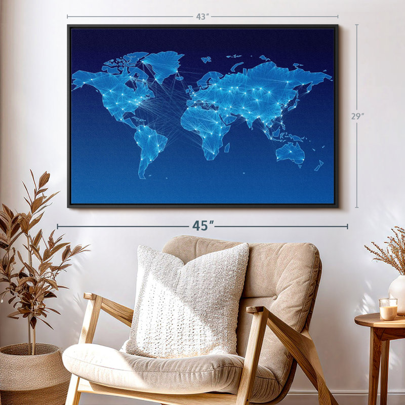 "Carte du monde intégrée", art mural, H 29 po x l 43 po