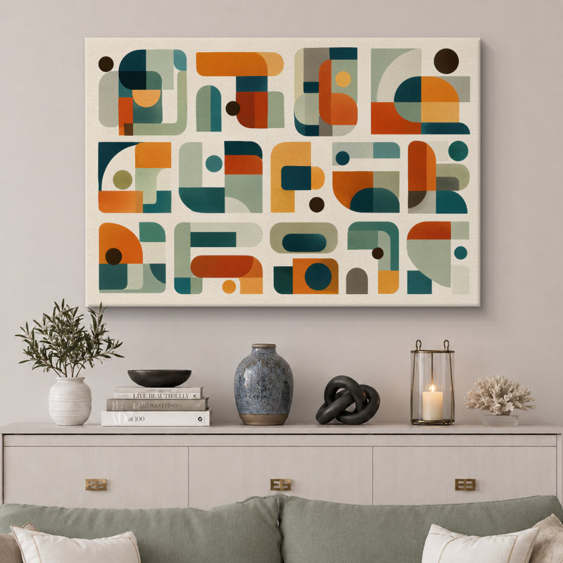 Œuvres d'art rétro aux formes géométriques, tableaux pour le salon, impression giclée sur toile encadrée, Toile tendue