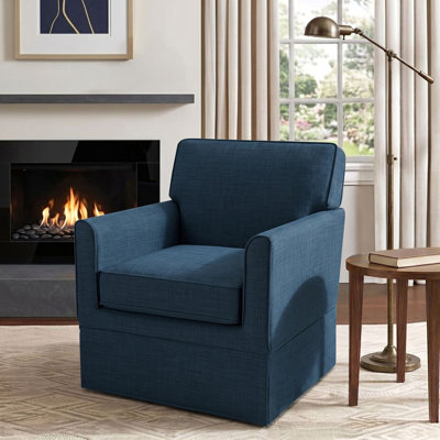 Fauteuil d'appoint à housse avec accoudoirs sur rail et base à jupe ajustée Paula