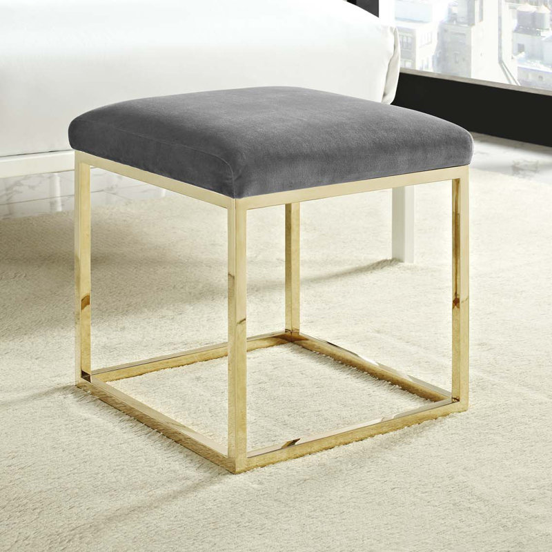 Modway Anticipate Ottoman, Polyester Blend/Velvet Gold/Gray