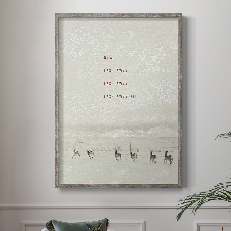 Deer Dashing Framed Print - Solid Wood, 11" H x 9" W