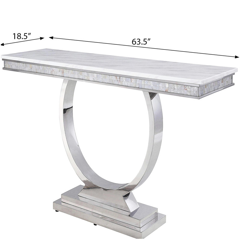 White and Silver Sofa Table