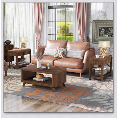 Ensemble de tables basses rectangulaires, 3 pièces avec pieds en bois massif