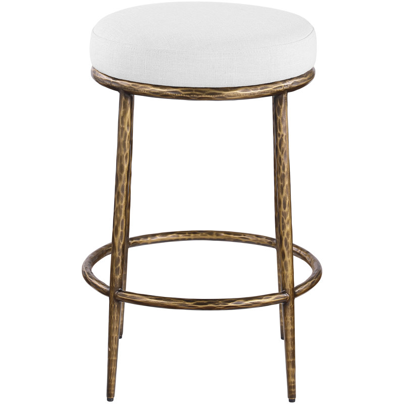 Tabouret de comptoir Ferro Hessle, Blanc, Doré