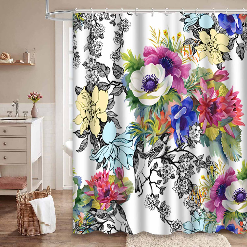 Rideau de douche avec 12 crochets, L 72 po x l 72 po