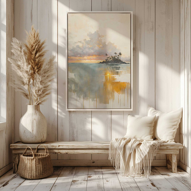 Golden Waves at Sunset III, reproduction sur toile, H 48,75 po x l 32,75 po x P 1,75 po, Cadre américain en érable flottant