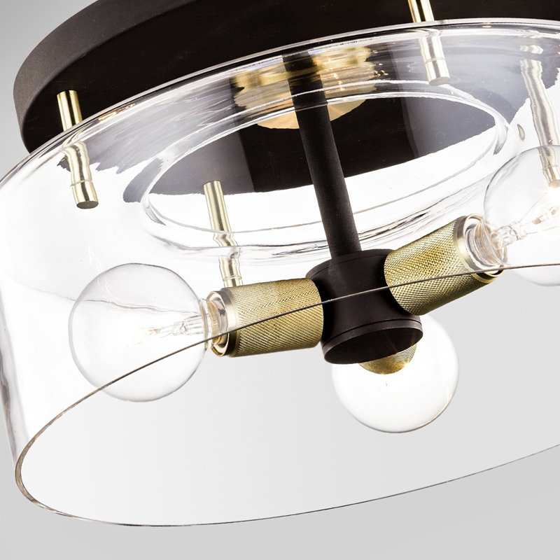 3 - Light Semi Flush Mount, Bronze/Brass