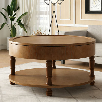 Table basse ronde moderne à deux compartiments de rangement dissimulés facile à assembler