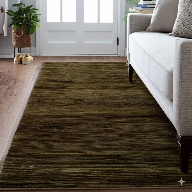 Hand Knotted Wool Geometric Area Rug in Brown