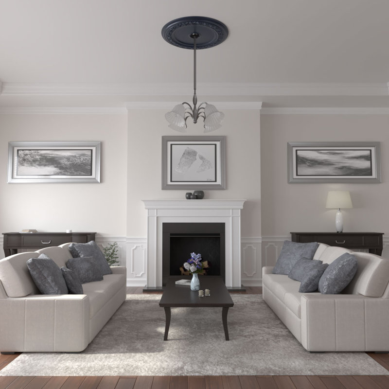 Médaillon de plafond Endurathane Spring, DO 42 1/2 po x P 4 5/8 po (convient aux auvents jusqu'à 9 3/8 po), pot peint à la main de finition craquelée crème