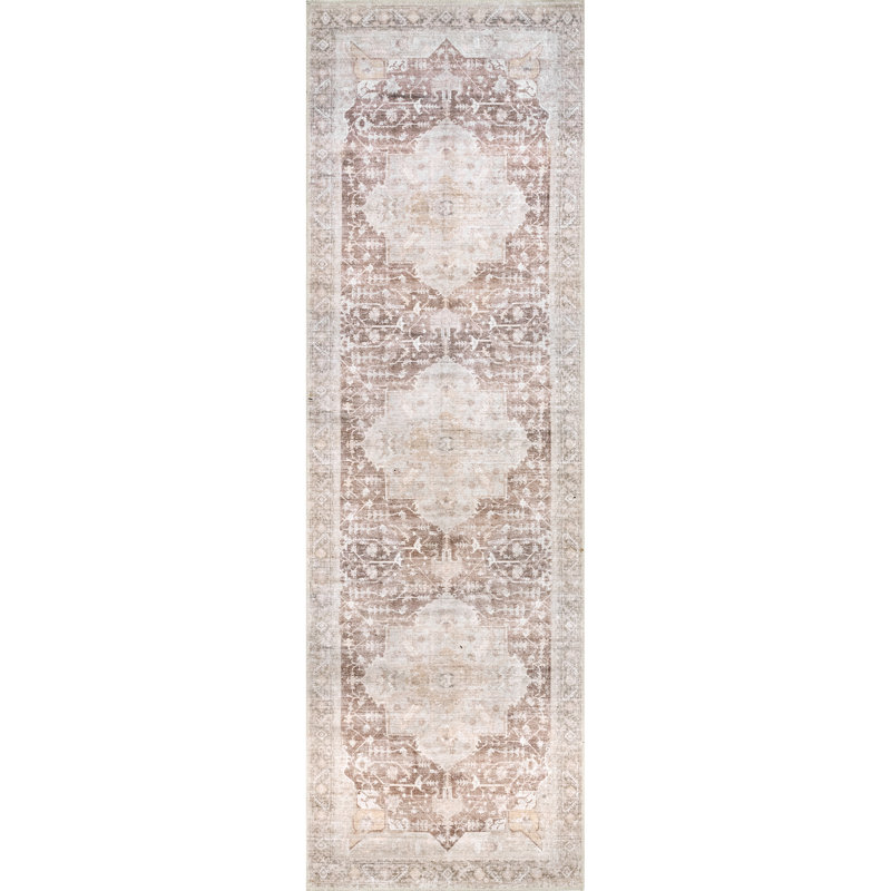 Eppler Medallion Machine Washable Area Rug for Living Room Bedroom Dining Room Kitchen, Runner 2'6" x 10'
