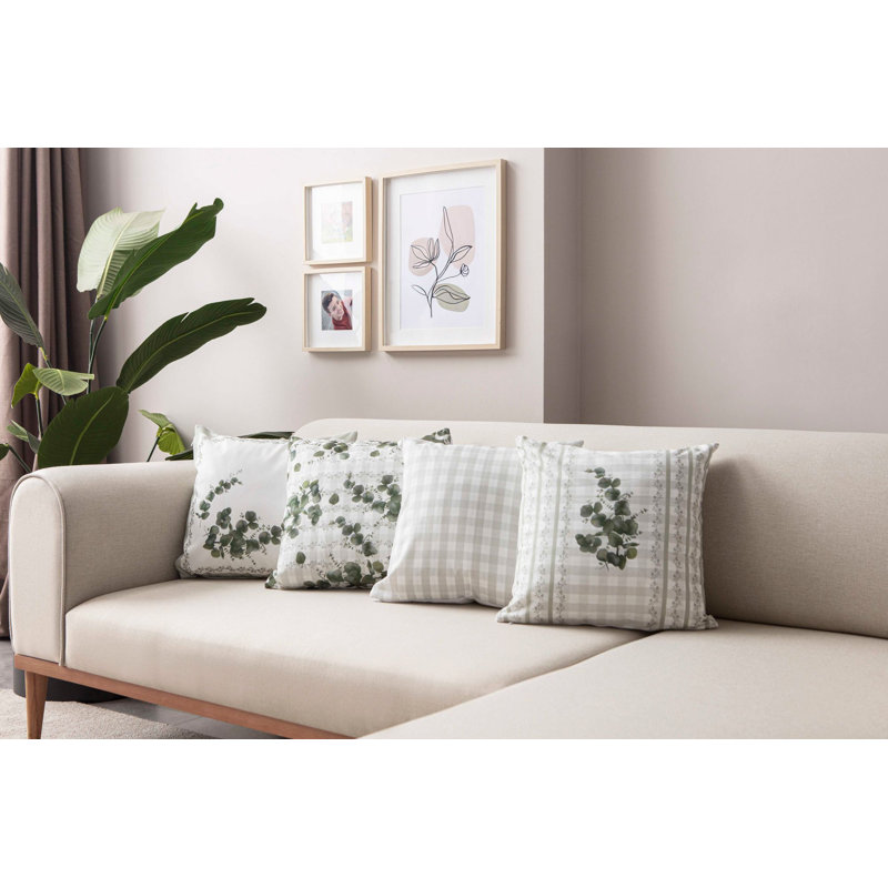 Ensemble de housse de coussin Elegant Green (4 pièces), 16,9 po x 16,9 po | 100% polyester, tissu doux et durable | Lavable à la machine, idéal pour la décoration intérieure et les accessoires de canapé, parfait pour les espaces de vie modernes
