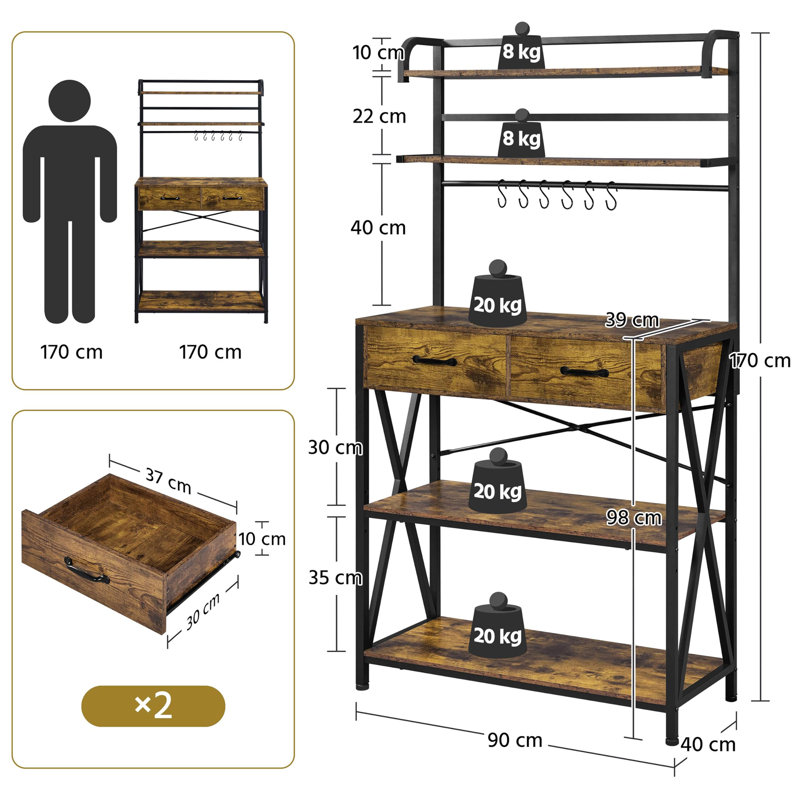 Cheetham 90cm Stainless Steel Standard Baker's Rack with Microwave Compatibility