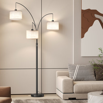 Lampe sur pied à arc 3 lumières pour salon