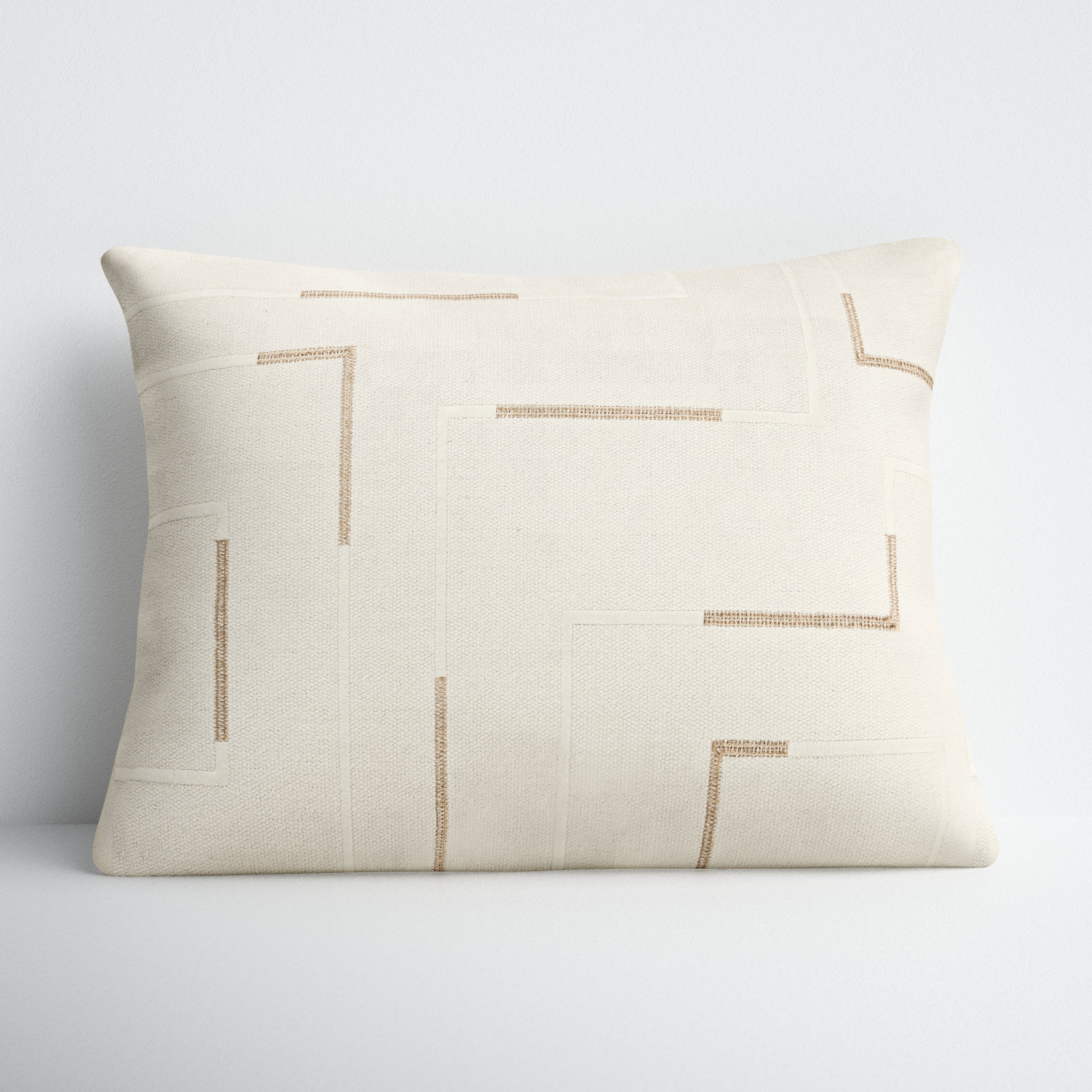 Odile Geometric Cotton Lumbar Throw Pillow, Ivory/Gold