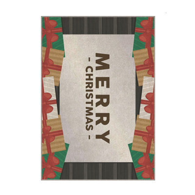 Tapis rectangulaire tissé à la machine en polyester gris / rouge / vert