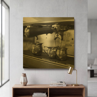 'Coffeehouse 2' By Laura Marshall Gold Metal Wall Art, 24" x 24"