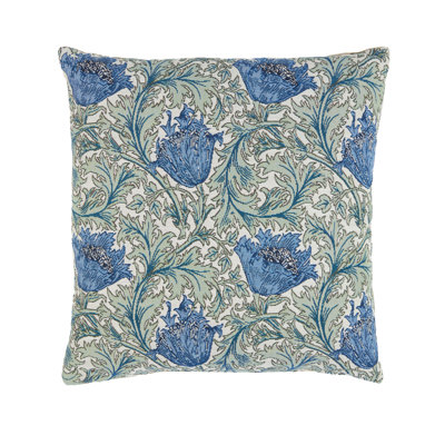 Anemone Blue Green Tapestry Cushion with Feather Filler 