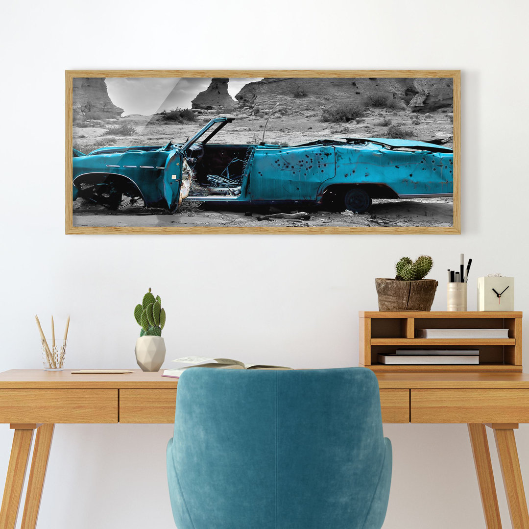 Gerahmter Fotodruck Turquoise Cadillac