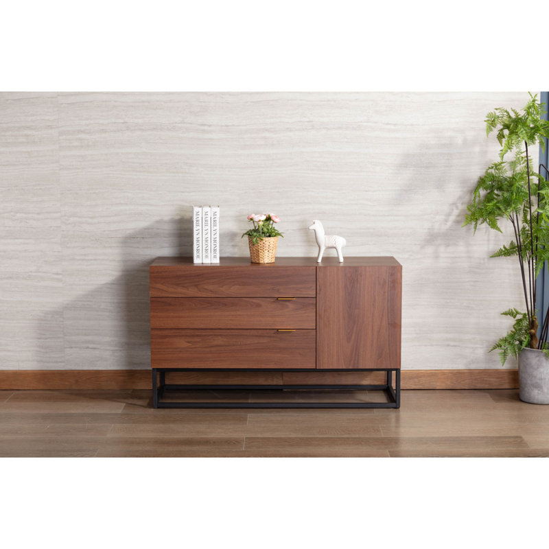 Walnut Brown Wood Console Table