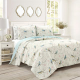 Botanical Bird And Flower Botanical Bird And Flower Oversized Reversible Quilt