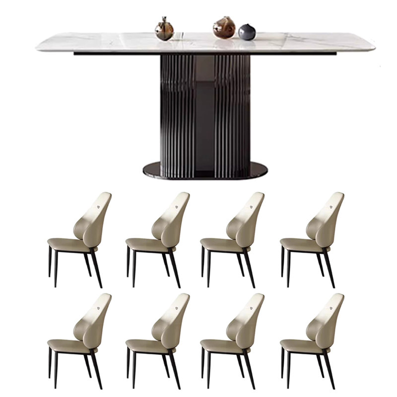 High-end bright rectangular dining table and chair