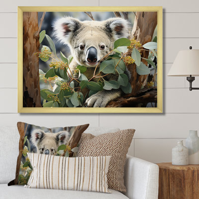 Aquarelle, arbre koala, observateur 2 - art mural koala