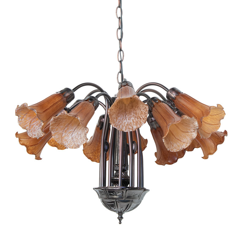Tiffany 12 - Light Chandelier, Amber