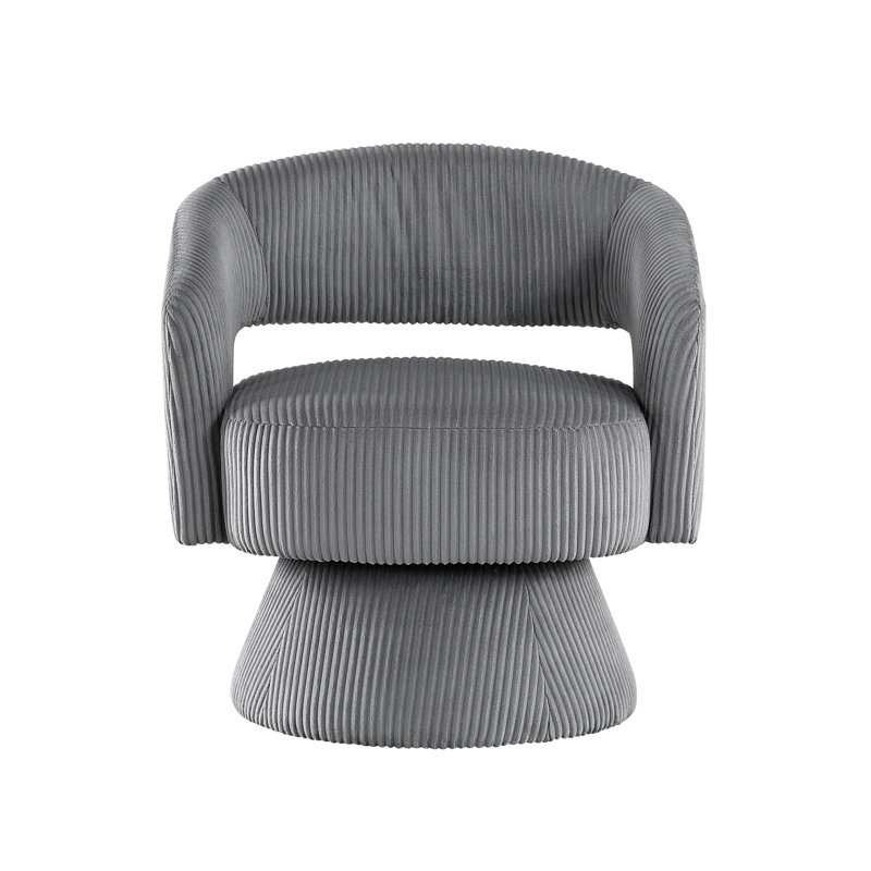 Élégante chaise pivotante à 360 degrés, velours côtelé gris foncé, structure en bois massif, Gris foncé