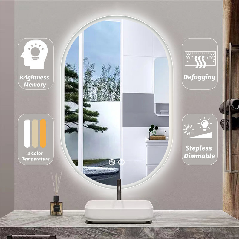 Miroir de salle de bain mural tendance, 36 po x 24 po