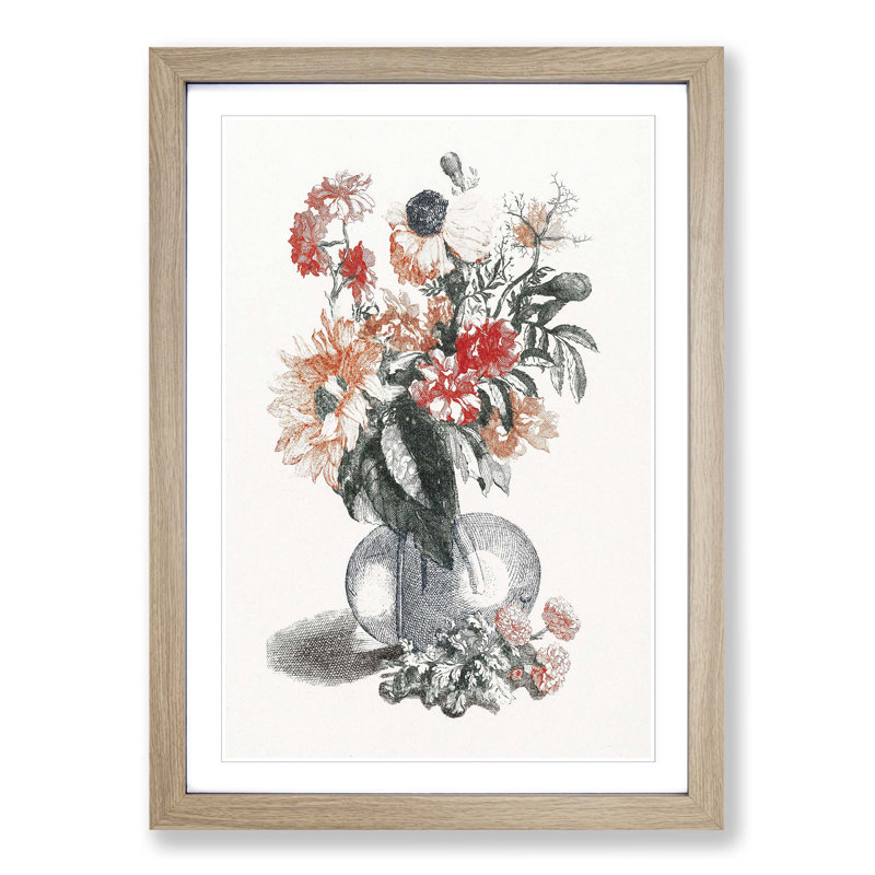 Pretty Flowers by Johan Teyler - Picture Frame Painting Print, 36cm H x 27cm W x 2cm D, Oak Framed