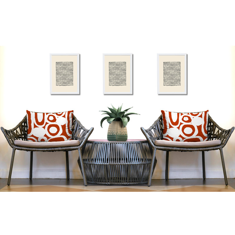 Ensemble de 2 coussins réversibles intérieur / extérieur Otto Tribal, 25x18, Burnt Orange