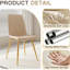 Chaise de salle à manger rembourrée à dossier haut, revêtue de lin respirant et dotée d'une structure métallique robuste, beige