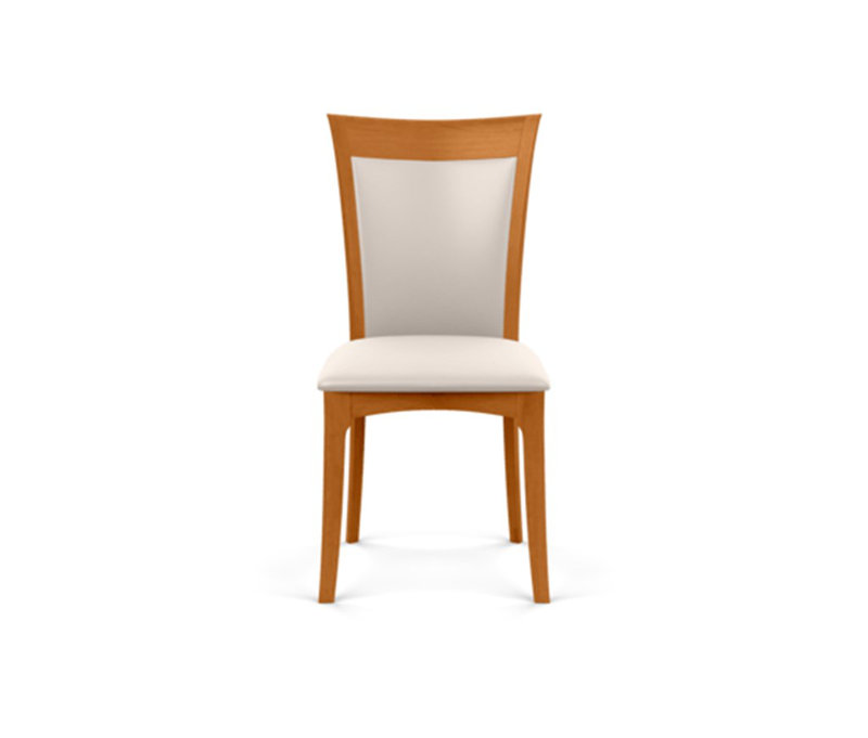 Morgan Leather Dining Chair, Natural Cherry, White