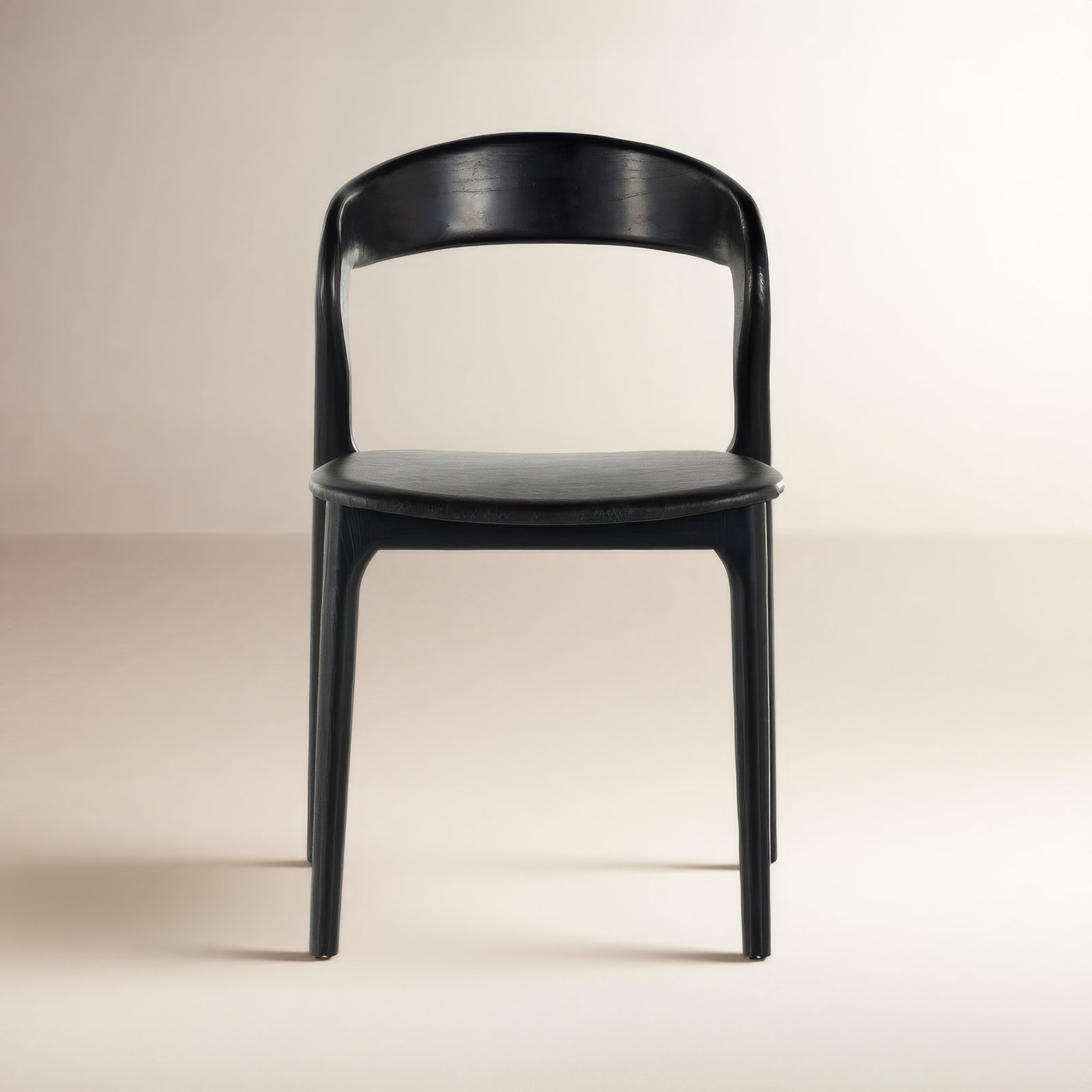 Kayla Genuine Leather Side Chair, Sonoma Black Top Grain Leather, Black