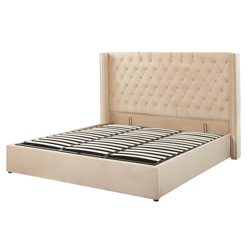 Shala Upholstered Ottoman Storage Bed, Super King (6'), Beige