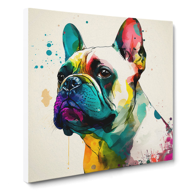 French Bulldog Abstract Art - Wrapped Canvas, 50cm H x 50cm W x 3cm D