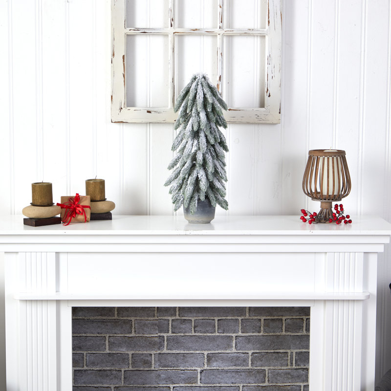 Arbre de Noël artificiel floqué, H 21 po x l 12 po x P 12 po