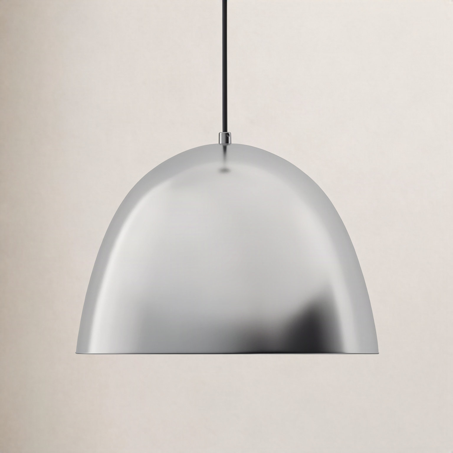Natosha Single Light Metal Dimmable LED Pendant, Satin Nickel/Black, 11" H x 15.75" W x 15.75" D