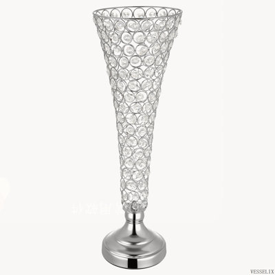 Ensemble de 4 vases à fleurs de mariage en cristal, vases cylindriques de 50 cm de hauteur, argent